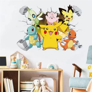 cartoon pikachu wall stickers for kid's
