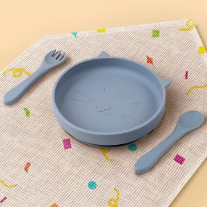 3pcs set baby feeding set silicone